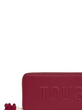 Tous MAROON  Zip Wrist Pouch with Charm